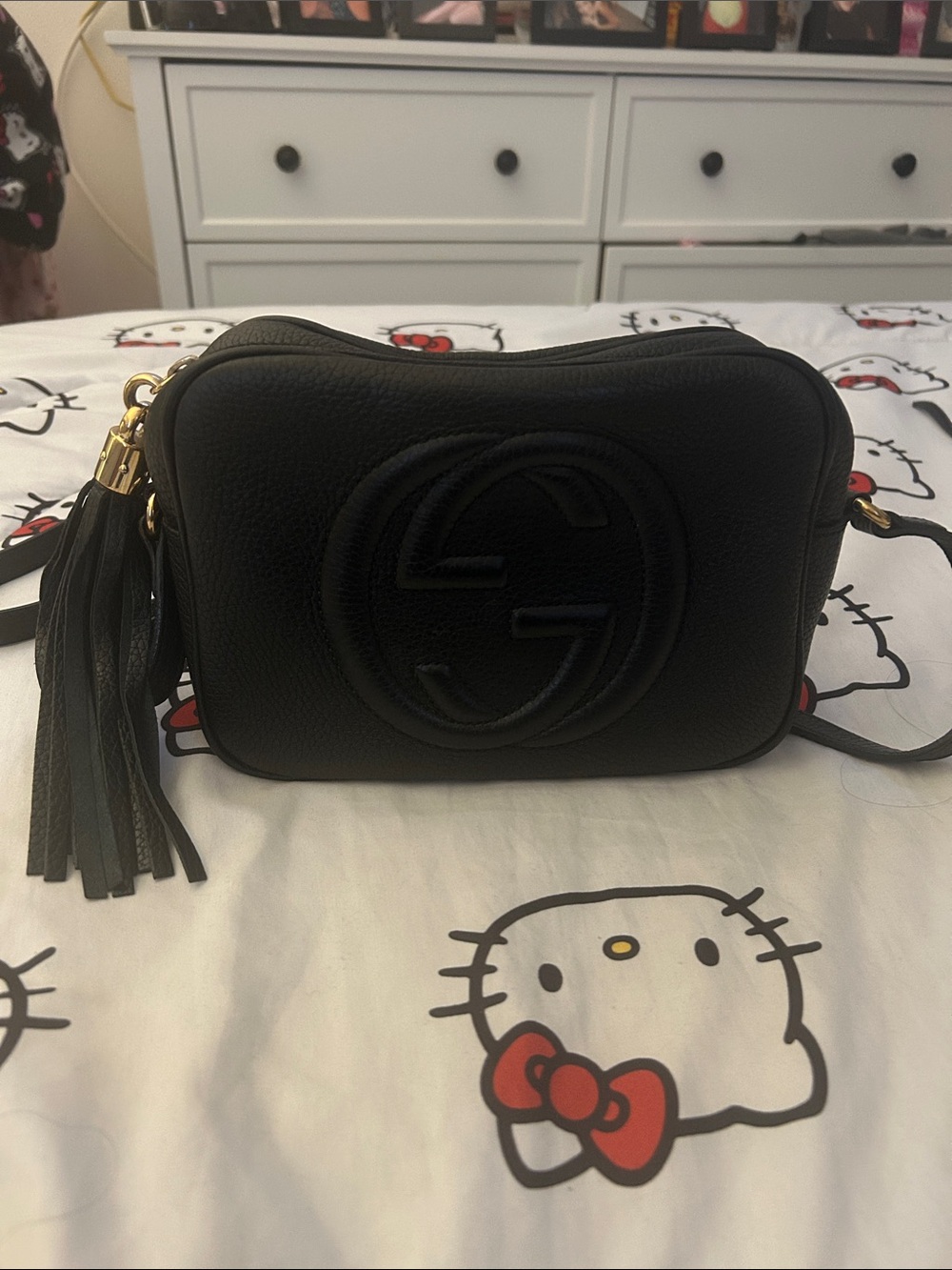Gucci Black Soho Disco Leather Crossbody Bag with Tassel